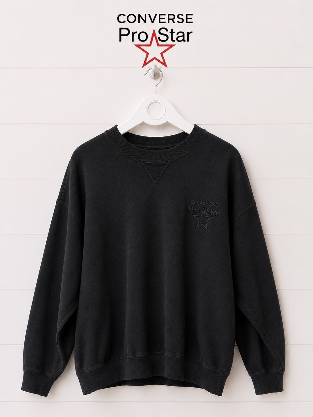 CONVERSE PRO STAR – Vintage Black Crewneck Sweatshirt – Size L